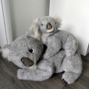 Cascade Toy Vintage Large Grey Koala Mom & Baby Plush Soft Furry Stuffed Animal